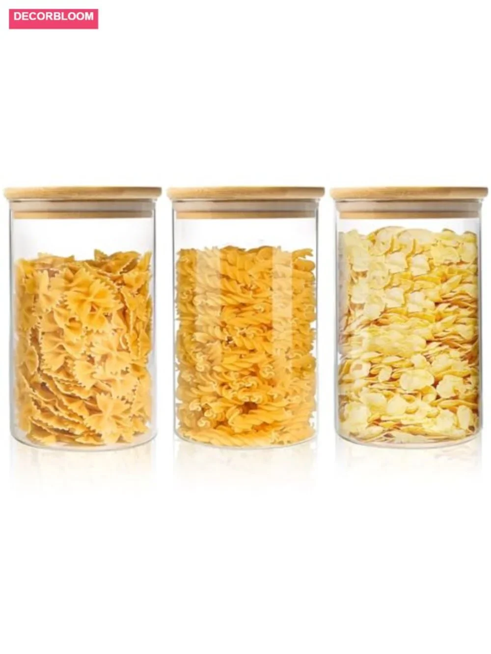 3 Pack Glass Food Storage Jars with Bamboo Lids, Airtight 32 Oz Canisters